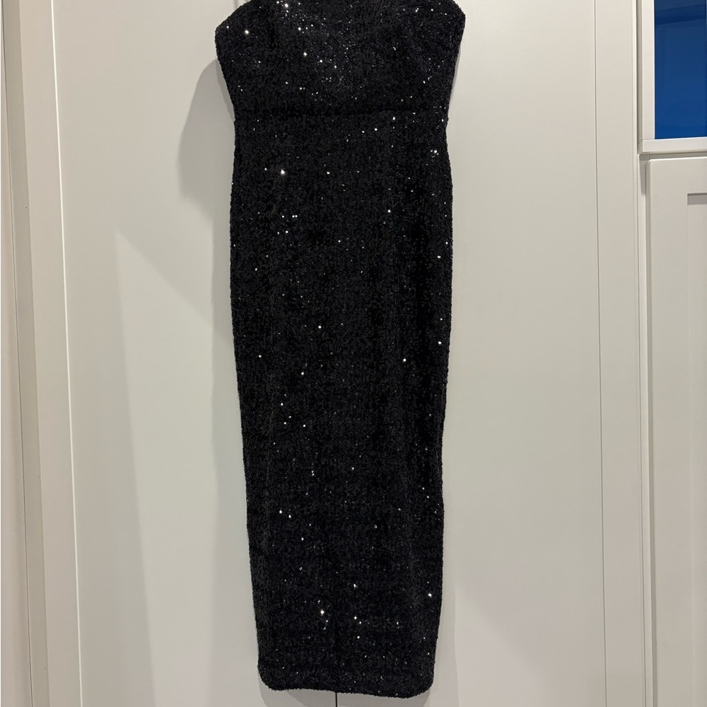 Tuckernuck Black Strapless Sequin Dress